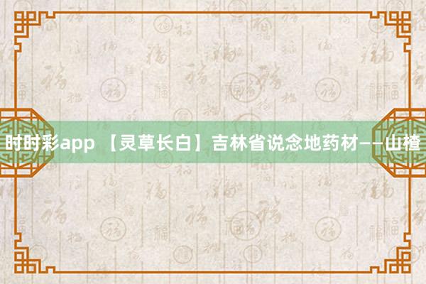 时时彩app 【灵草长白】吉林省说念地药材——山楂
