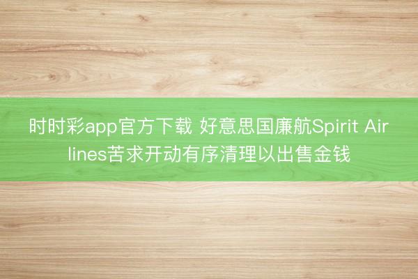 时时彩app官方下载 好意思国廉航Spirit Airlines苦求开动有序清理以出售金钱